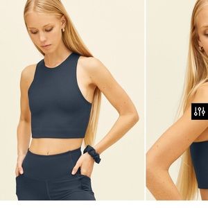 Girlfriend Collective Navy Crop Top
